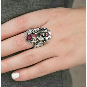 Silver and violet ring