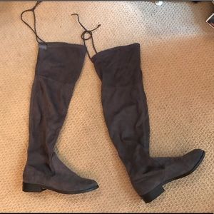 Over the knee boots with tie in back