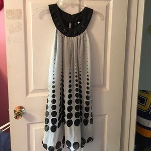 Black and gray polka dot dress