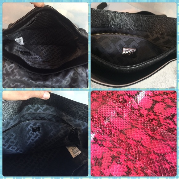 Diane Von Furstenberg magenta snake skin satchel - Picture 4 of 4