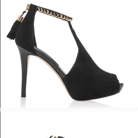 Black Suede Shootie Heels - Picture 3 of 3