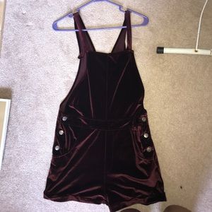 (SOLD) MINK PINK burgundy velvet overalls