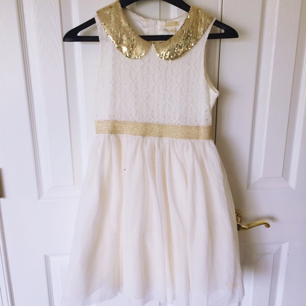 🌼Lace Chiffon Dress with Sequin Collar