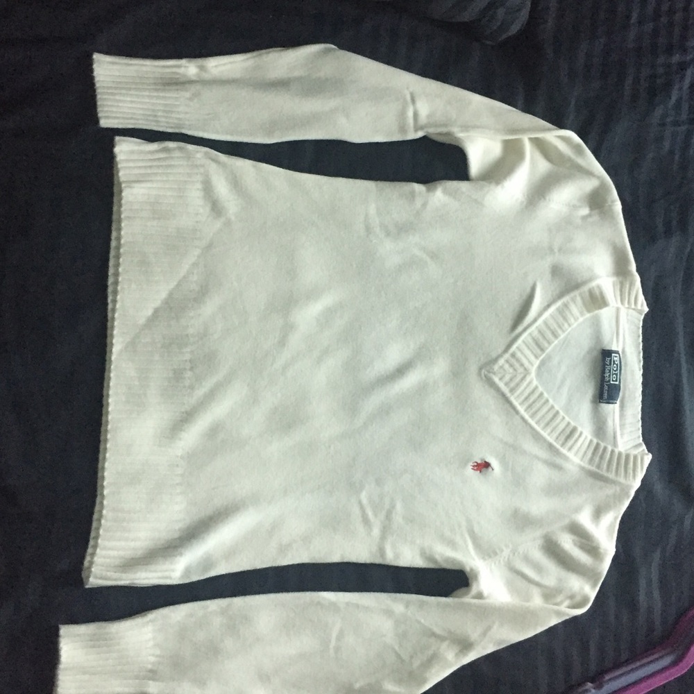 White cashmere polo sweater