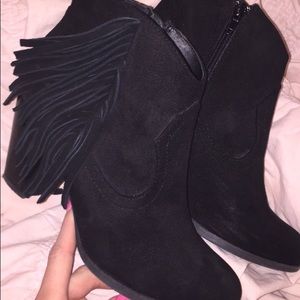 Black Fringe Booties