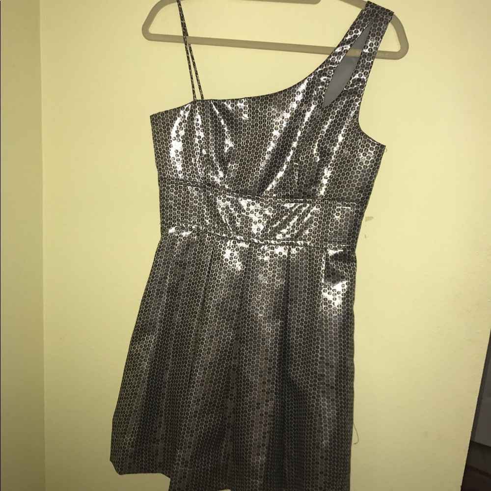 One-Shoulder Silver Formal Dress