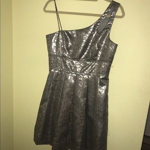 One-Shoulder Silver Formal Dress
