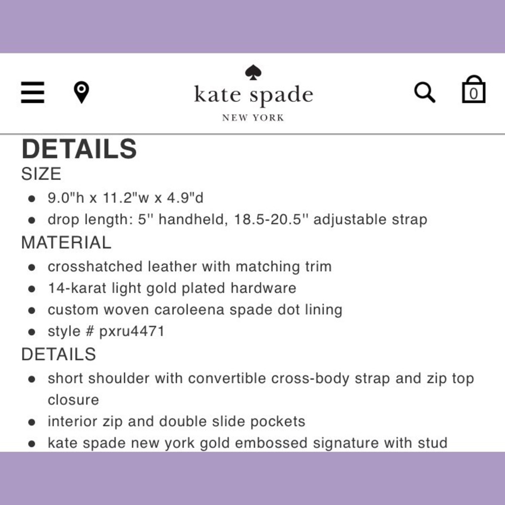 ❌SOLD❌ Kate Spade Cedar Street Maise in Thistle - Picture 8 of 8