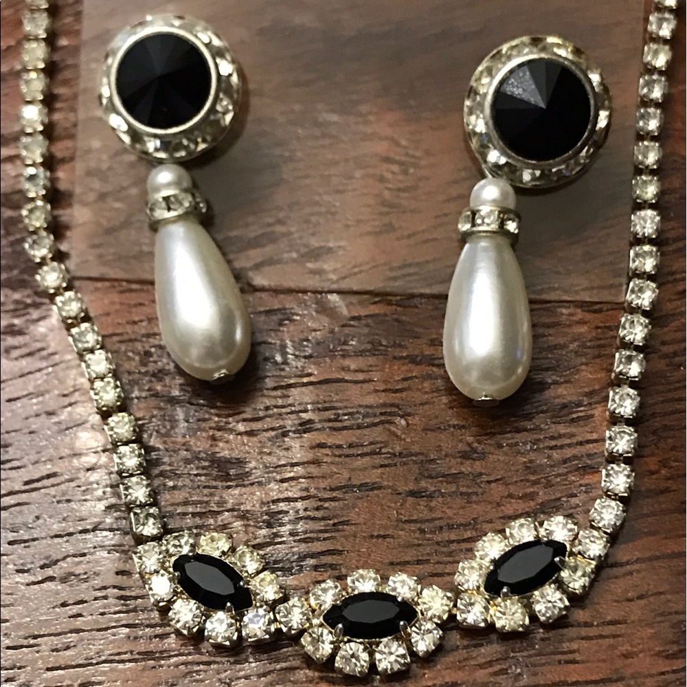 Vintage 80s rhinestone jewelry set