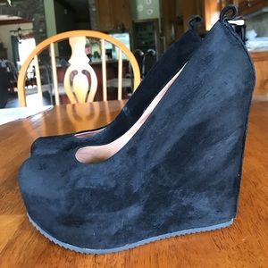 ALDO black suede platform wedges