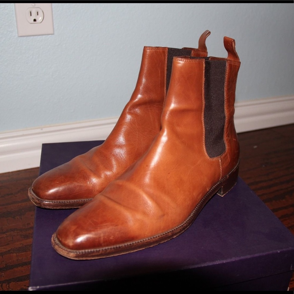 Ralph Lauren Germaine Cuoio Chestnut Boots Sz 9