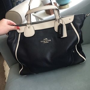 Navy and cream coach purse