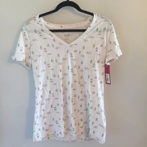 BNWT Lg Beige top with gold earthy accents