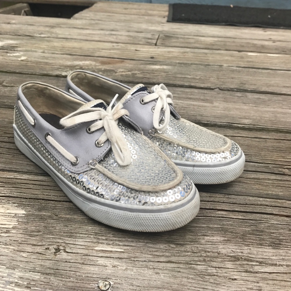 Silver sequin Sperry's.