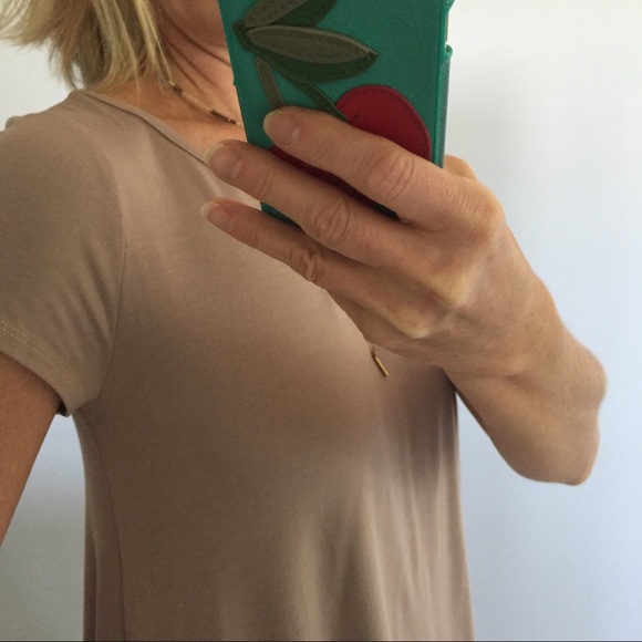 ❤️1 SMALL❤️Taupe Color Short Sleeve Tunic Top - Picture 5 of 6