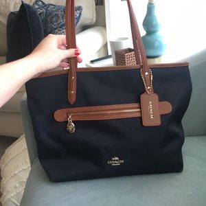 Navy and brown coach purse