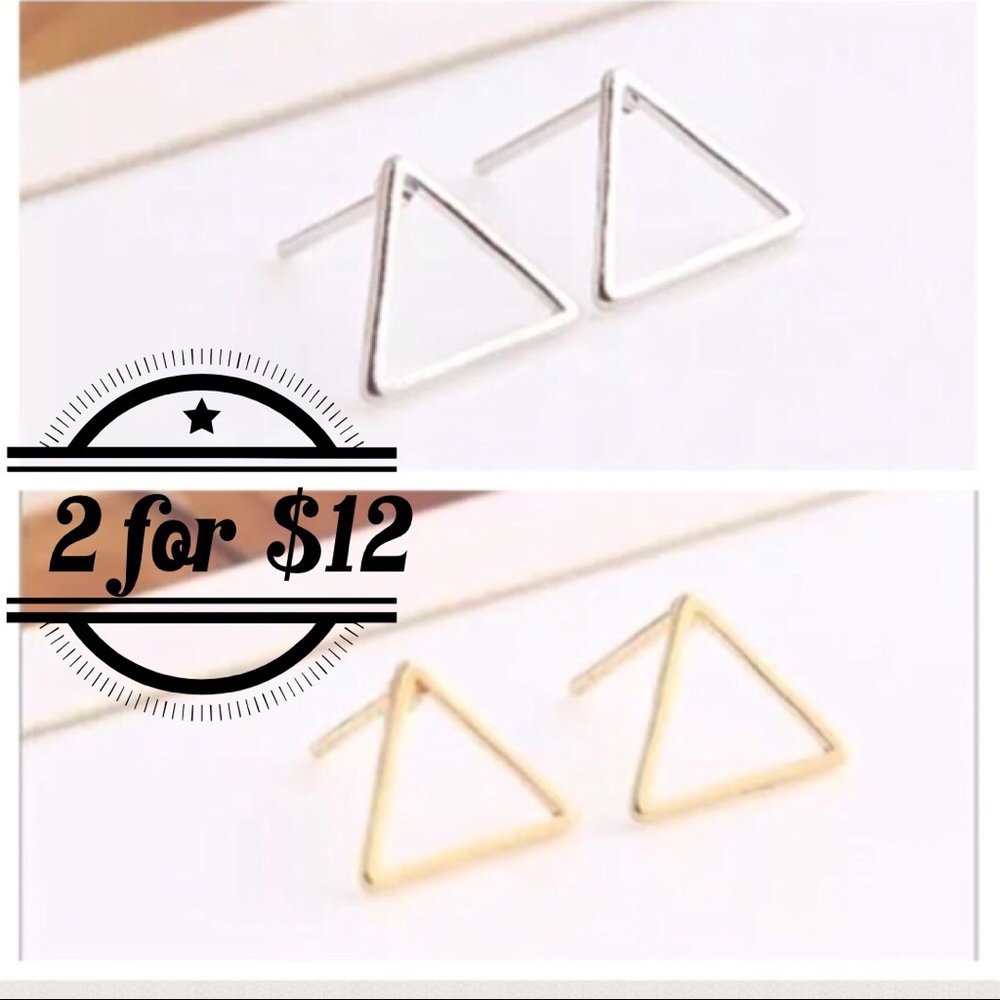🔴🆕2 pairs for $12 Triangular geometric ear studs
