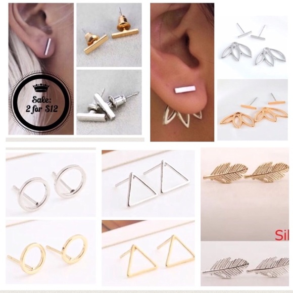 🔴🆕2 pairs for $12 Triangular geometric ear studs - Picture 2 of 4