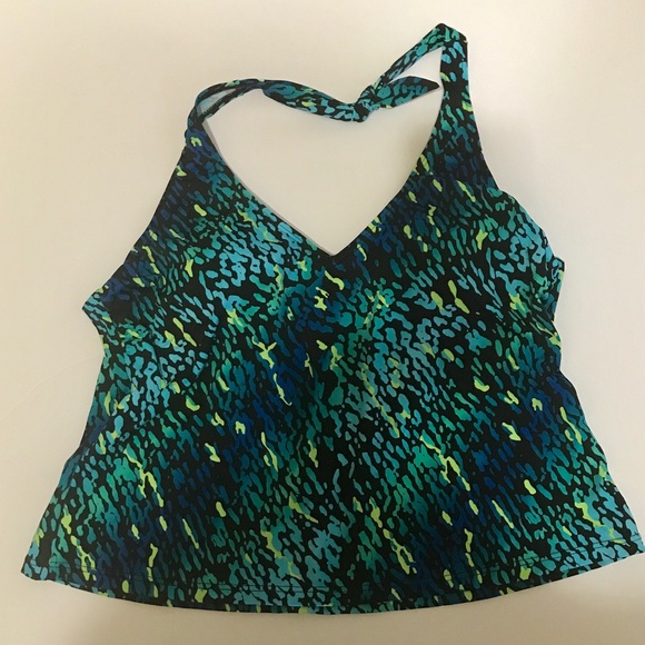 Speckled Blue Leopard Tankini Swim top -[SW-11] - Picture 2 of 4