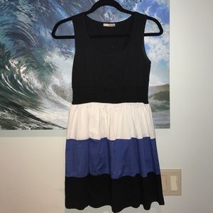 Black white and blue dress