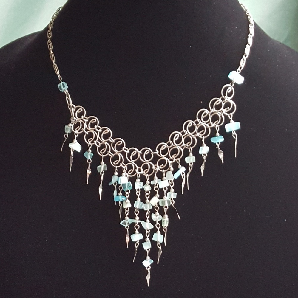 📛FLASH SALE📛Gemstone silver layered choker