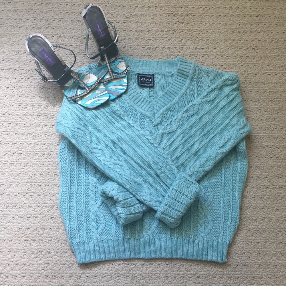 Authentic Versace Blue Knit Sweater