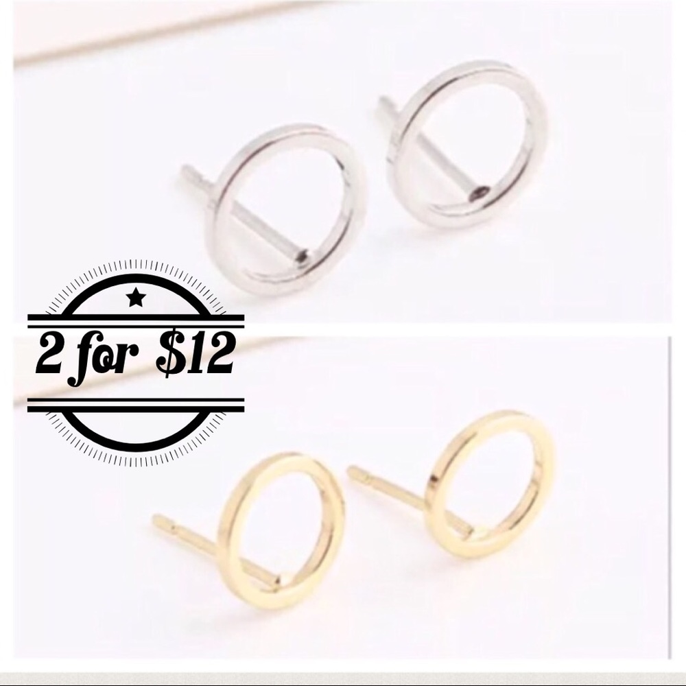 🔴🆕2 pairs for $12 silver & gold circular studs