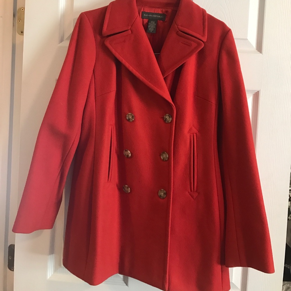 Burnt orange wool pea coat