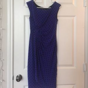 Purple. Blue polka dot dress.