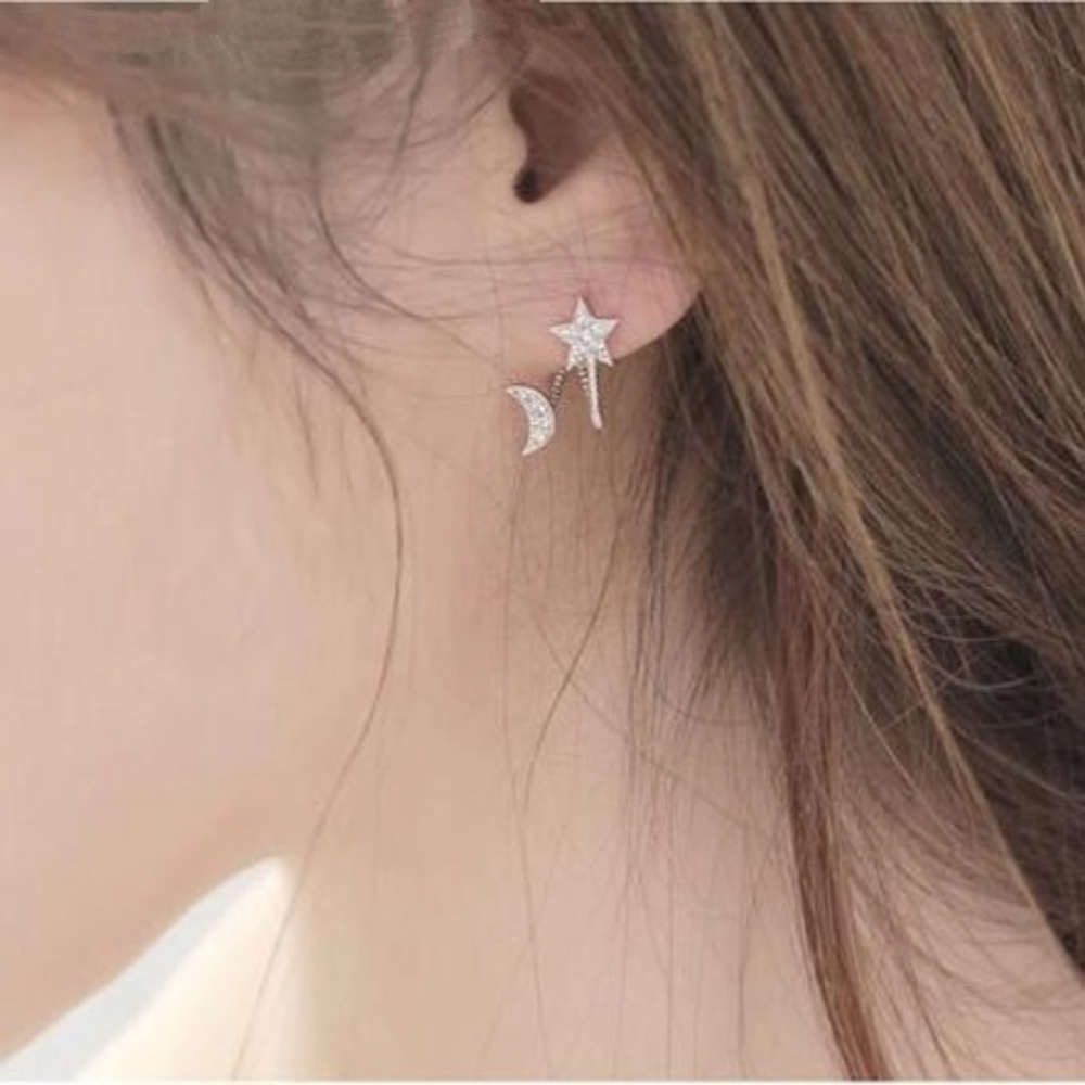Moon and Star Earrings Ear Hugger
