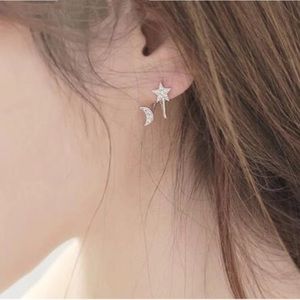 Moon and Star Earrings Ear Hugger