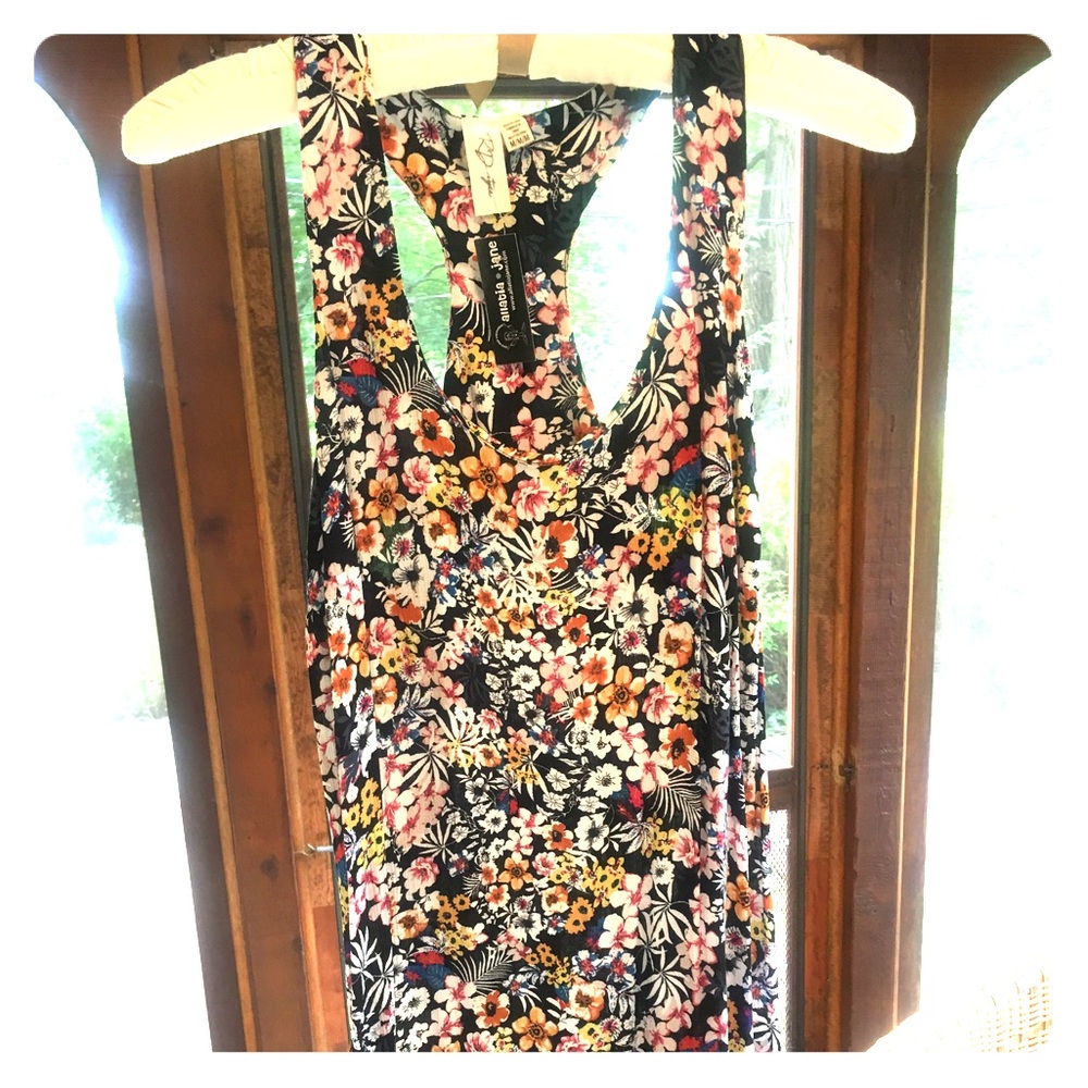 Never worn black patterned razor-back dress