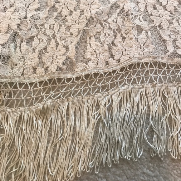 Creme lace and fringe sweater - Picture 2 of 2