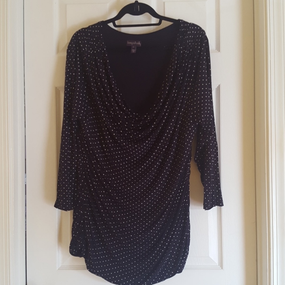 NWOT Navy &  White Polka Dot Top