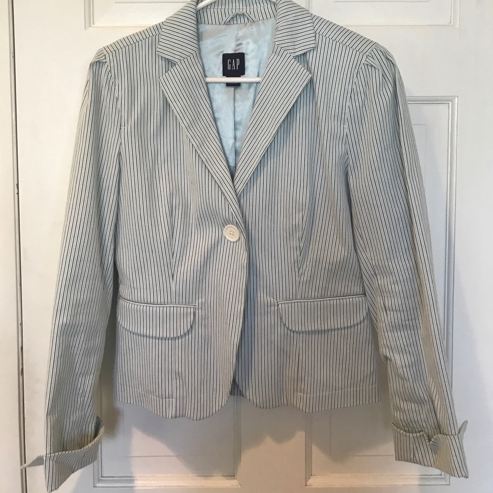 Gap denim color and light blue striped blazer