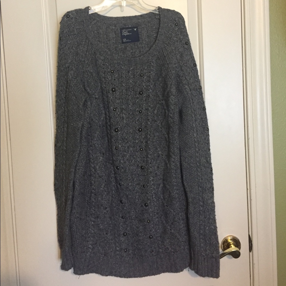 Oversized dark grey, studded sweater. Good quality