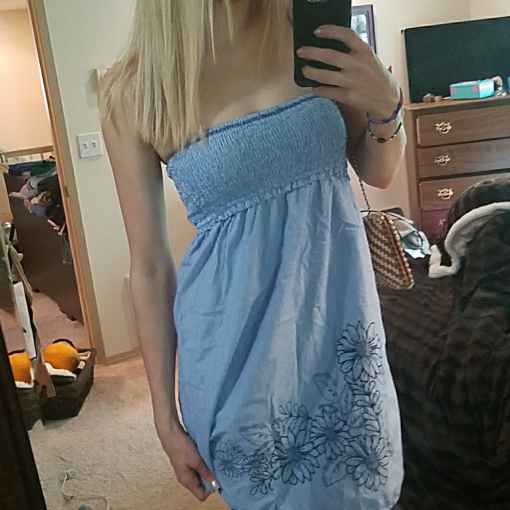 Blue and white stripes dress