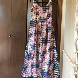 Floral and Striped Formal Dress