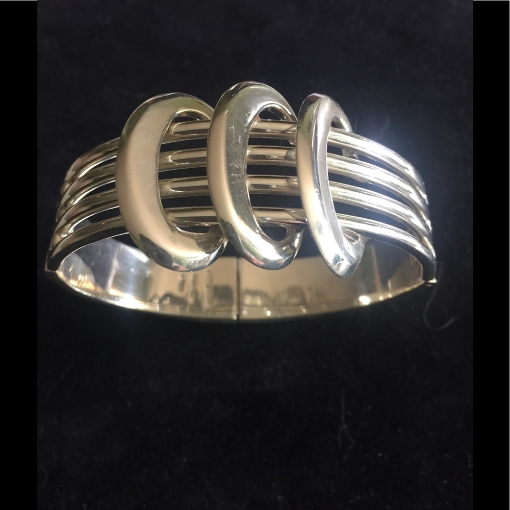 Sterling silver retro design cuff bracelet