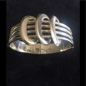 Sterling silver retro design cuff bracelet