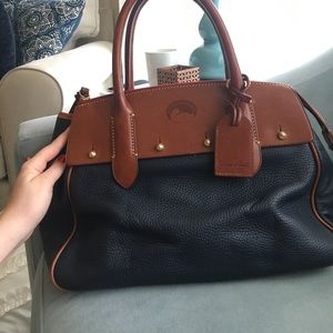 Navy and brown leather Dooney and Bourke purse
