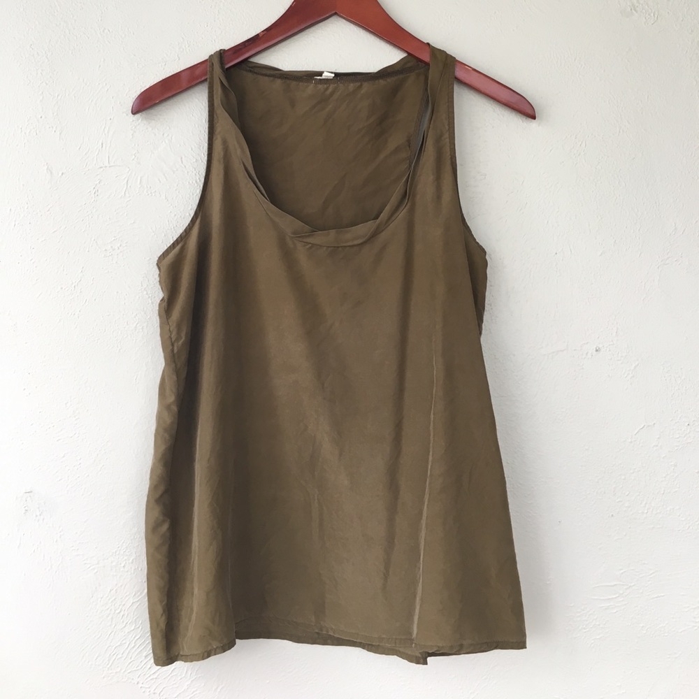 100% Silk J Crew olive green tank