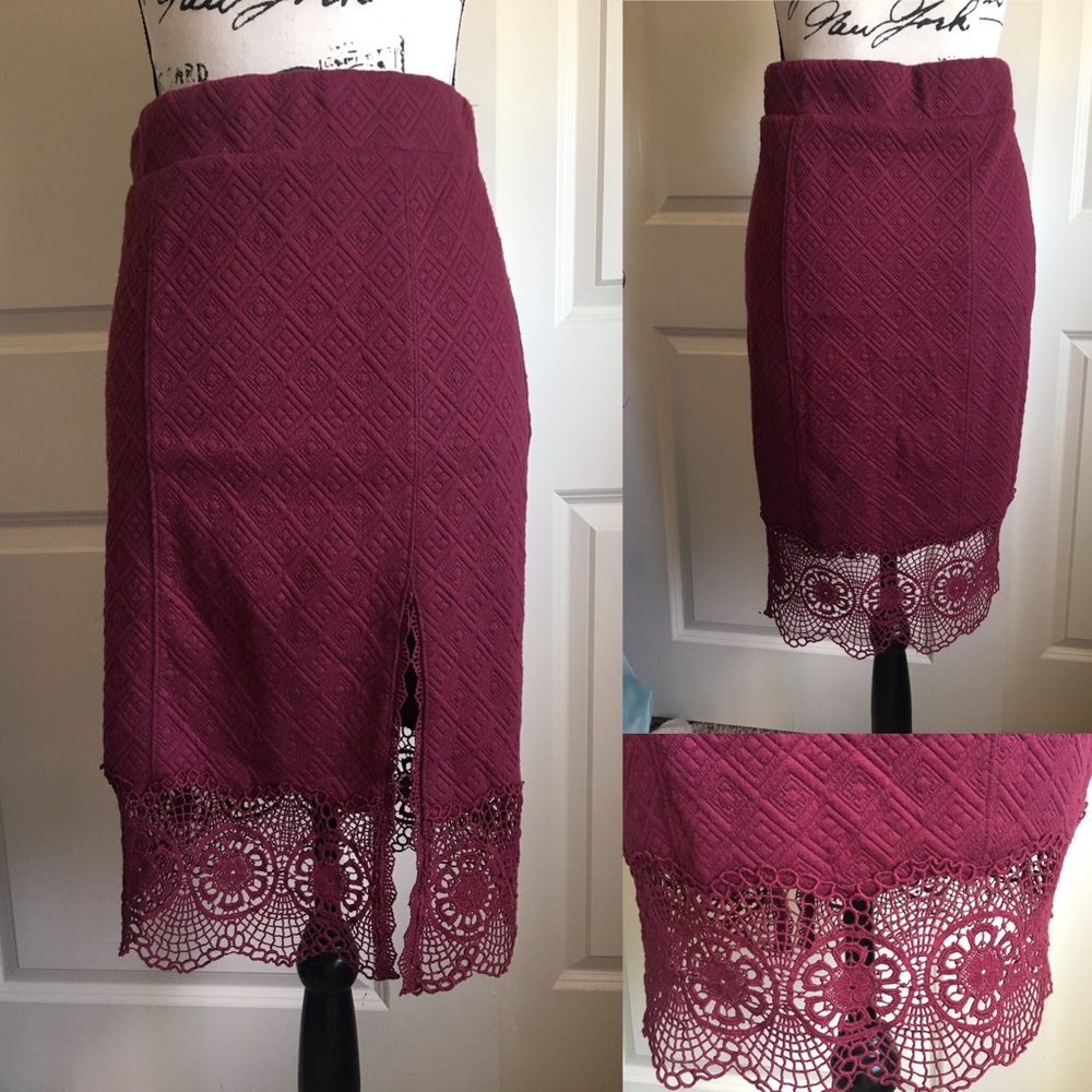 Free People burgundy red lace skirt