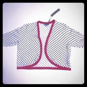 Black & white Polkadot Crop Bolera w Pink TO-30