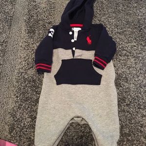 Ralph Lauren's infant onsie with hoodie.