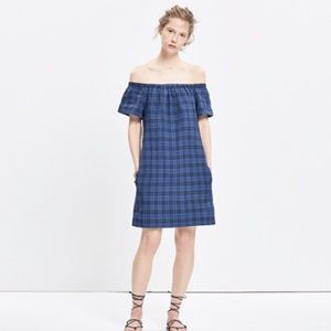 Madewell Plaid Off-The-Shoulder Dress