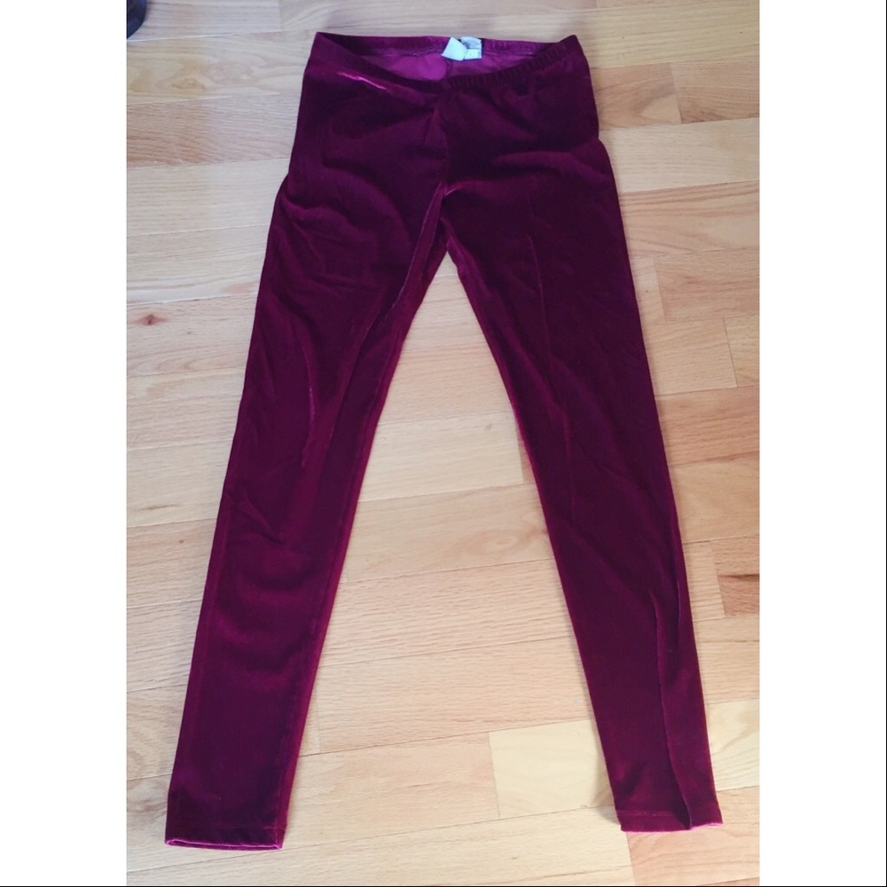 burgundy velvet leggings