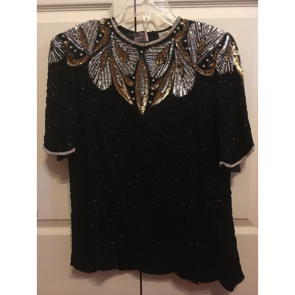 RARE VINTAGE 100% PURE SILK BEADED TOP