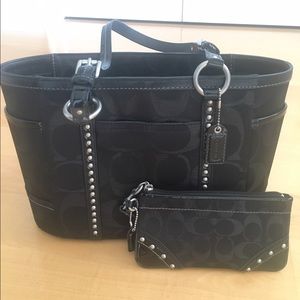 Coach 11505 Metallic Stud Gallery tote w/ wristlet