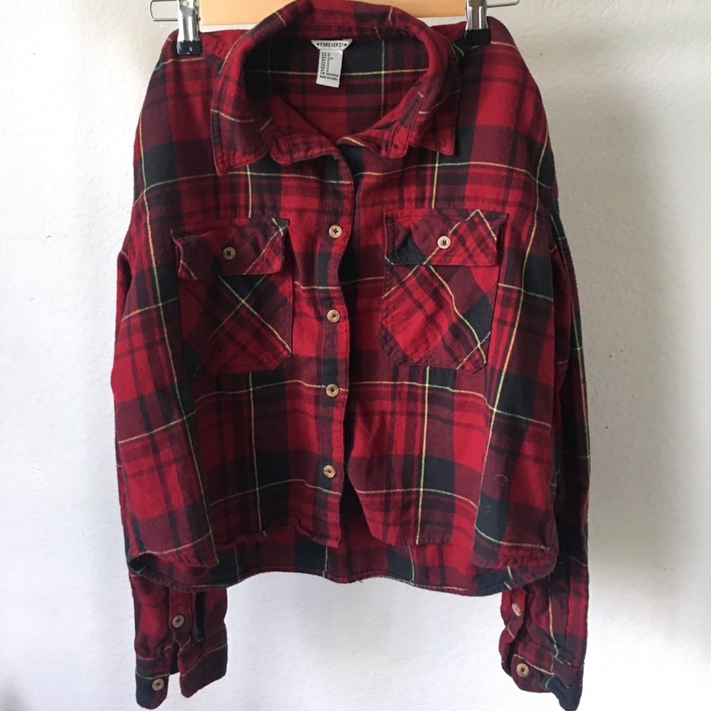 Red Cropped Flannel